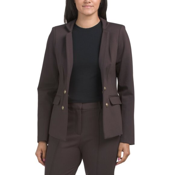 TAHARI ASL Espresso Faux Double Breasted Blazer